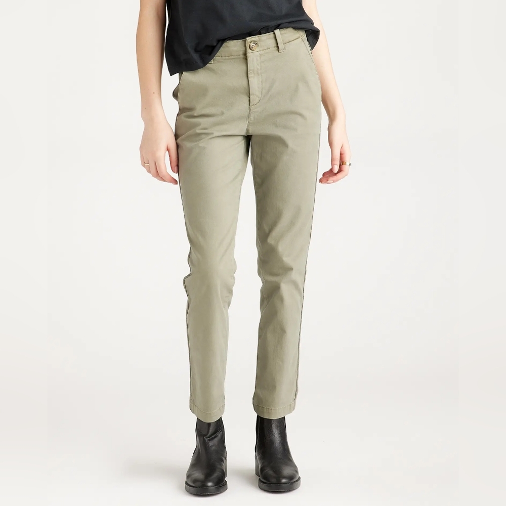 New Quince Stretch Cotton Twill Girlfriend Chino Pants Olive Sz 32